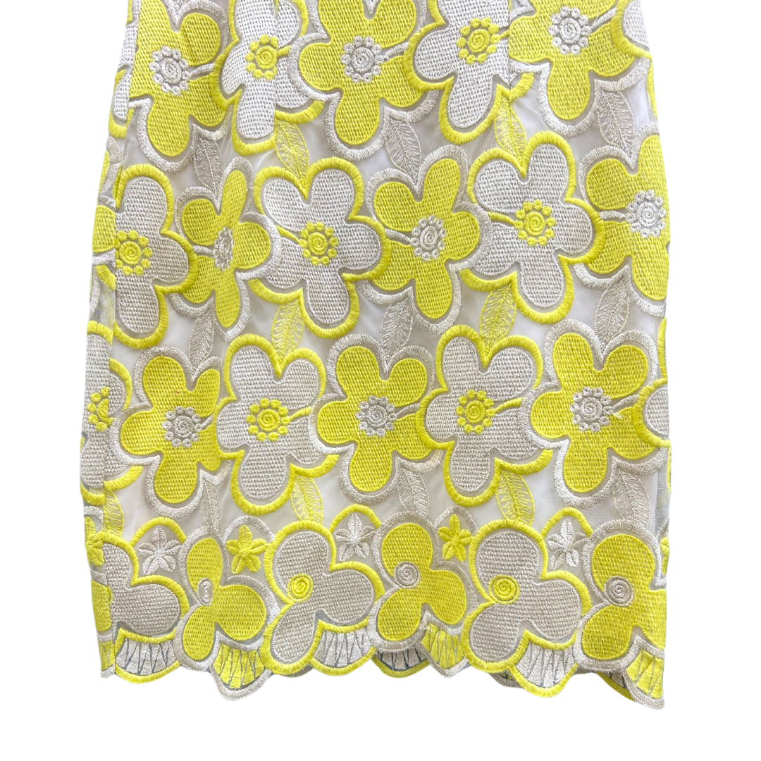 Lemon Yellow & Metallic 60’s Inspired Mini-Dress