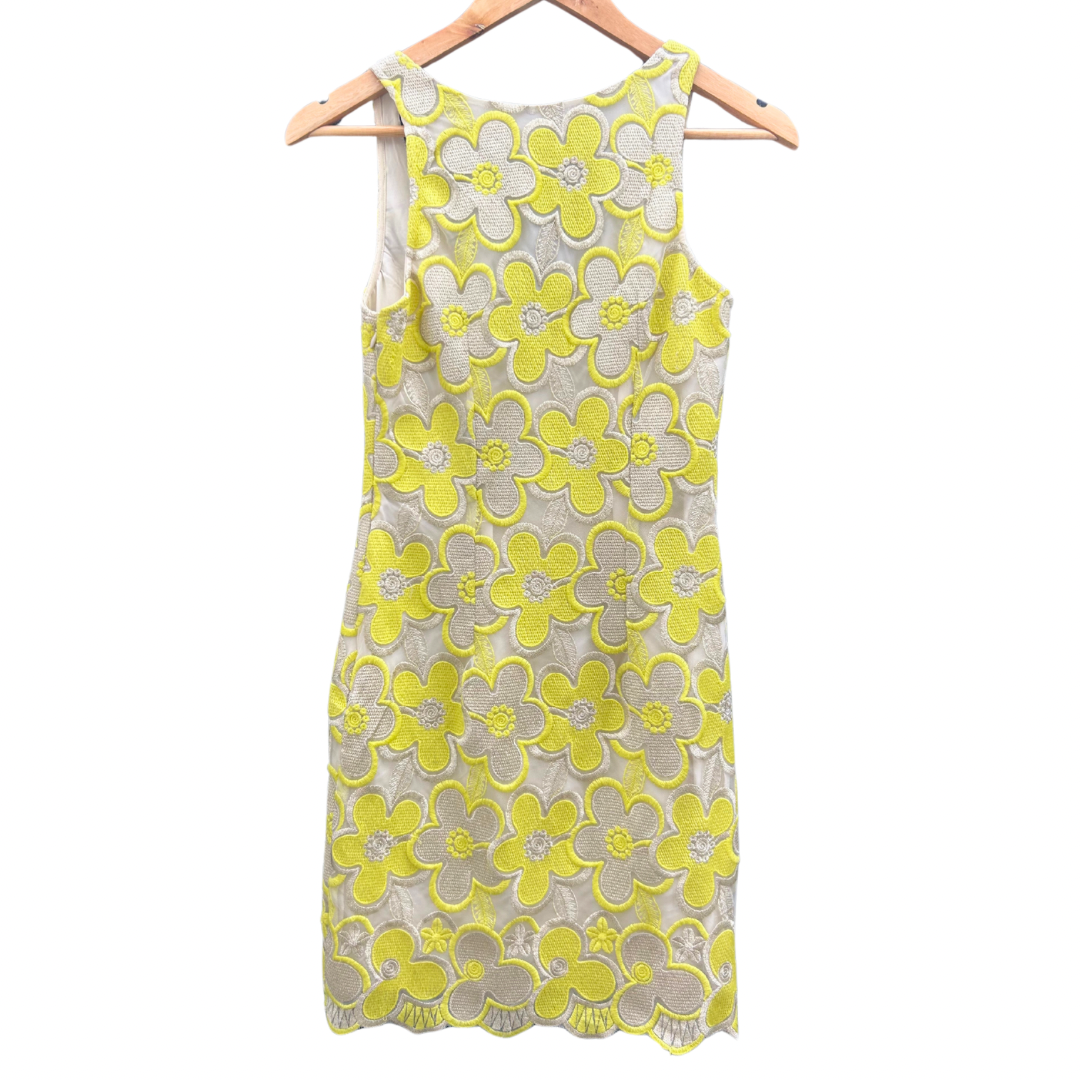 Lemon Yellow & Metallic 60’s Inspired Mini-Dress