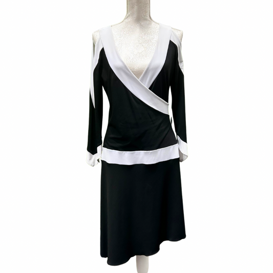 Black and White, Drop Shoulder, Plunge Neck Dress