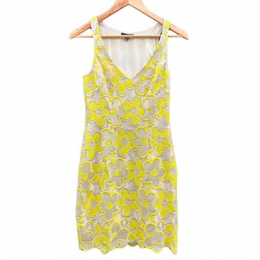 Lemon Yellow & Metallic 60’s Inspired Mini-Dress