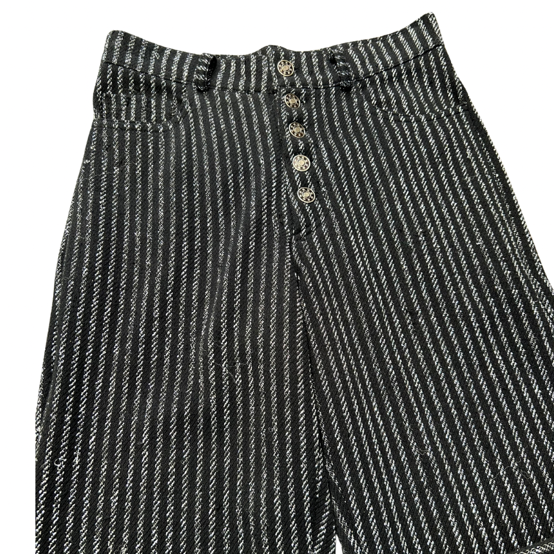 Fiorucci Black & Silver Pinstripe High Waist Pants