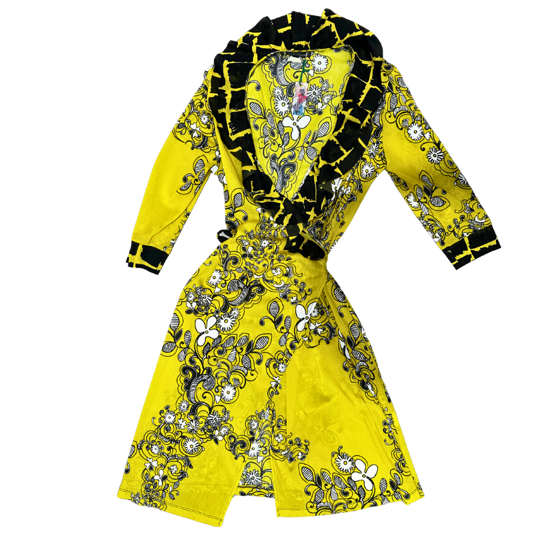 Eclectic Chartreuse Paisley & Floral Wrap Dress