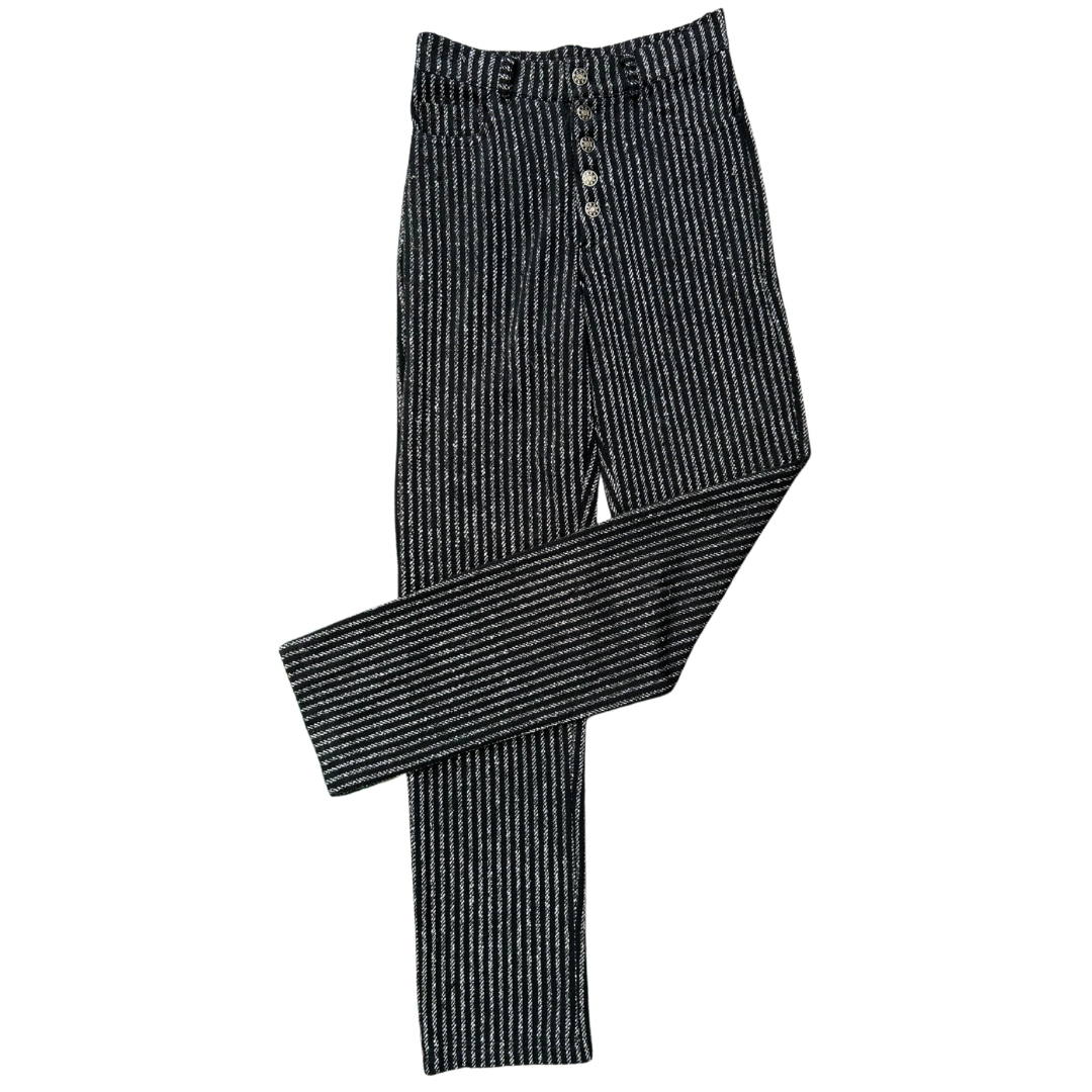 Fiorucci Black & Silver Pinstripe High Waist Pants