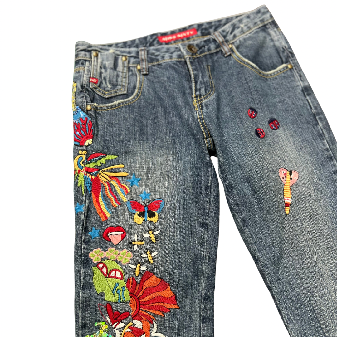 Miss Sixty Low Rise Embellished & Embroidered Jeans