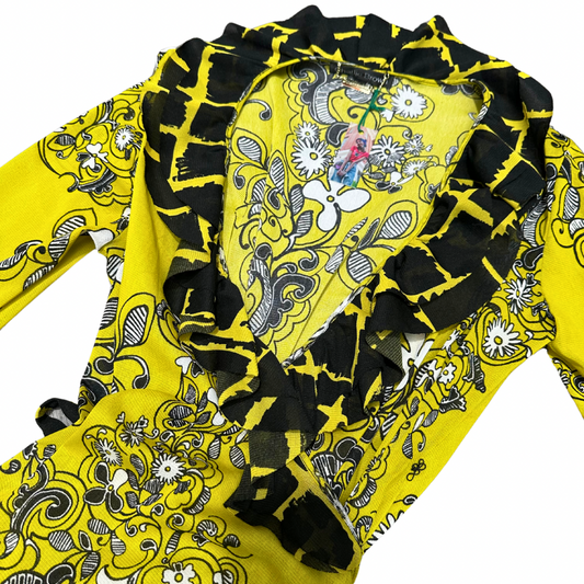 Eclectic Chartreuse Paisley & Floral Wrap Dress