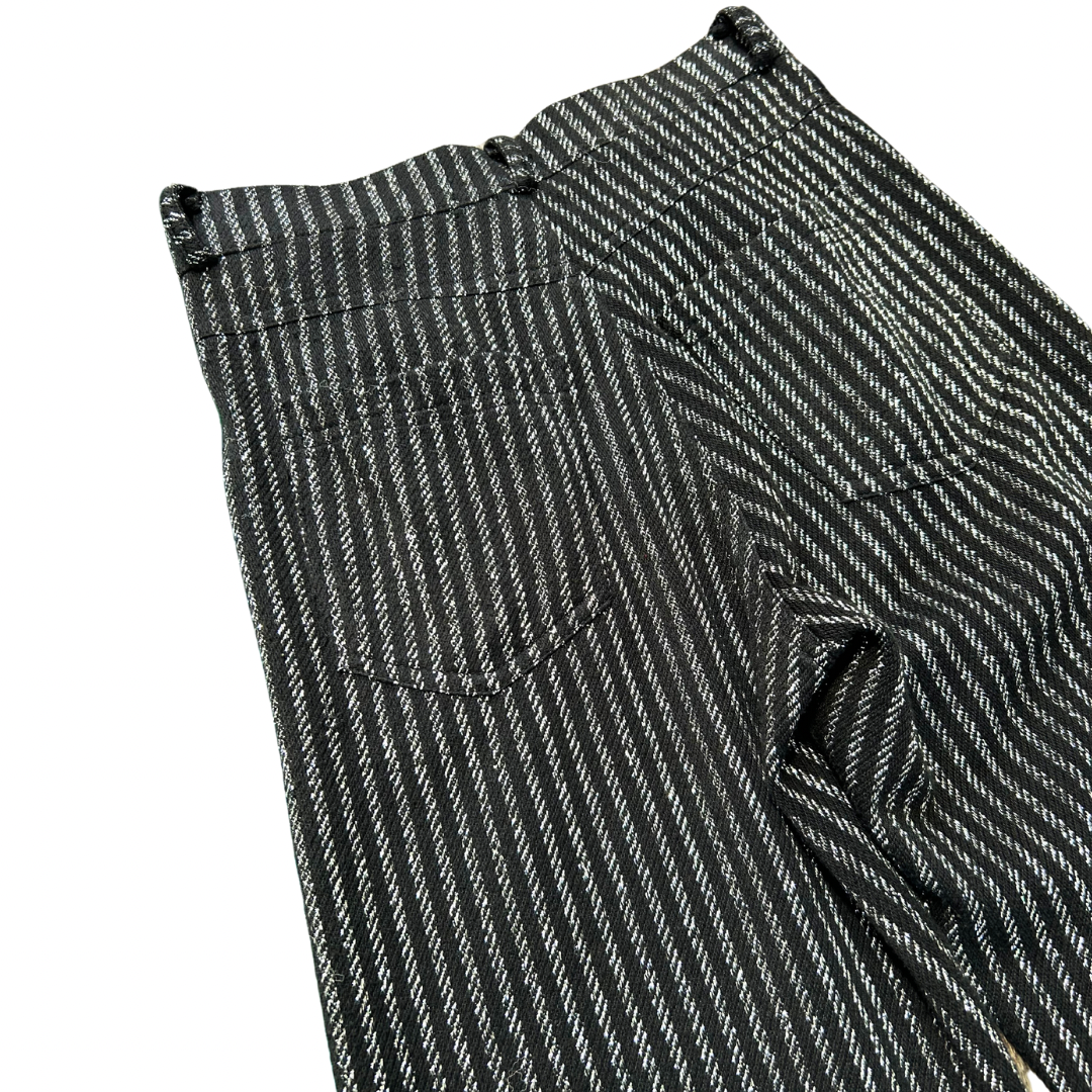 Fiorucci Black & Silver Pinstripe High Waist Pants