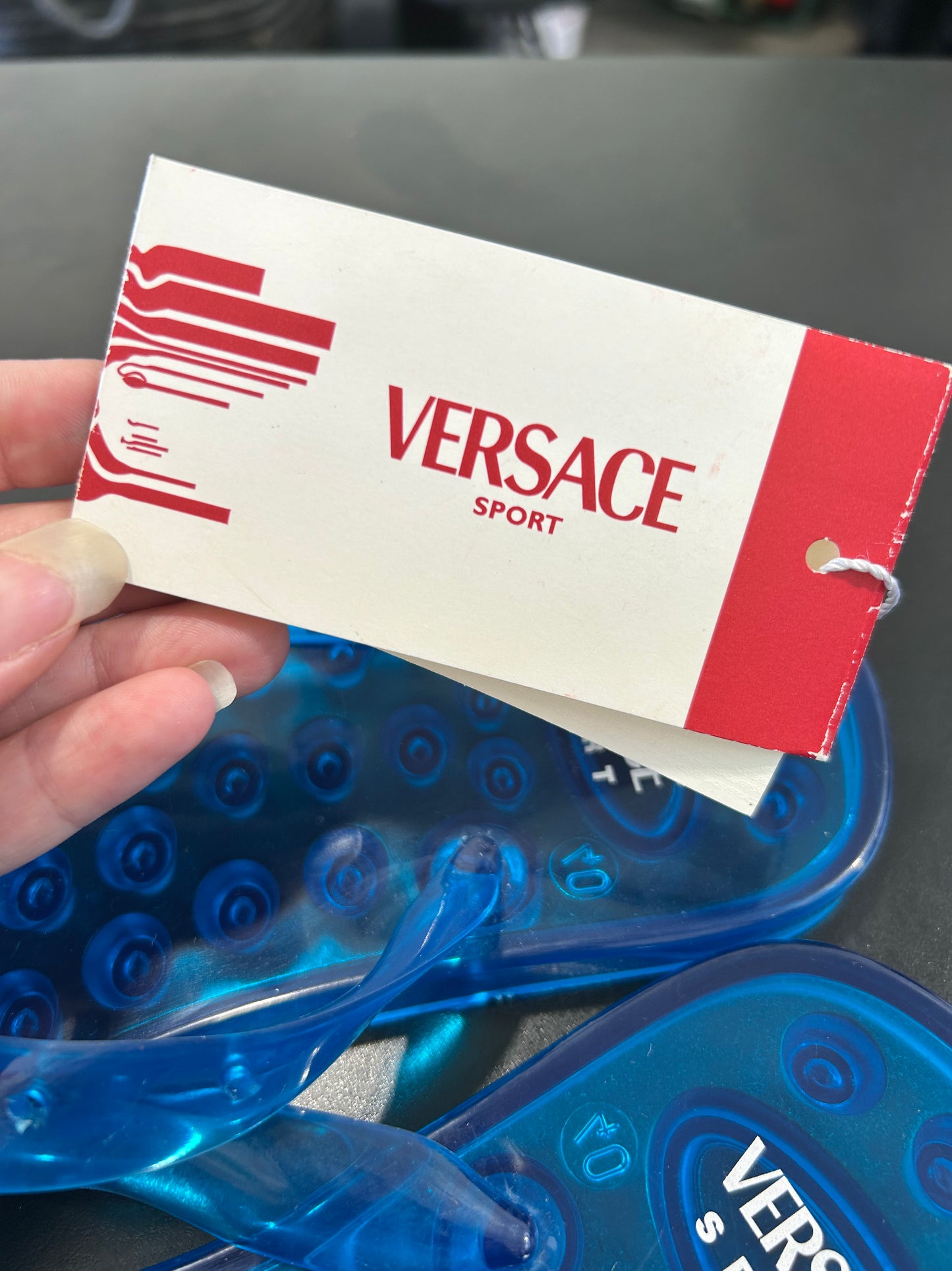 Versace Blue Rubber “Ciabatta” Flip Flop Thongs