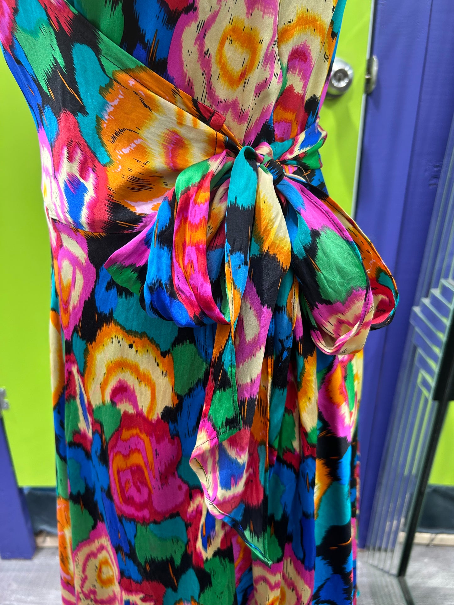 Colourful Silk Sacha Drake Wrap Dress