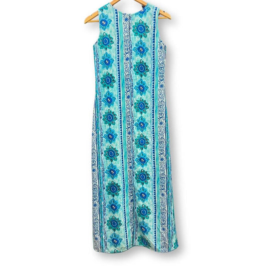 90's Blue Beachy Mandala Summer Maxi Dress