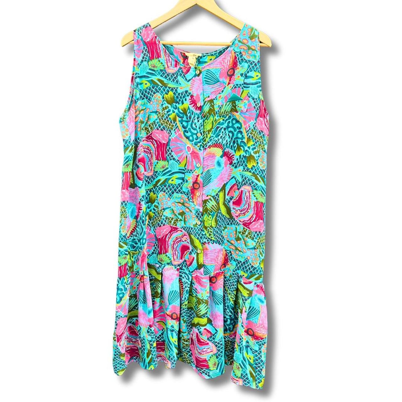 Retro 80's Tropical Fish Drop Waist Dress