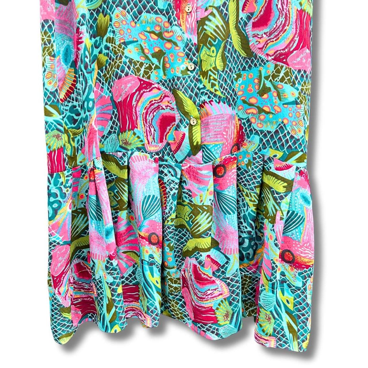 Retro 80's Tropical Fish Drop Waist Dress