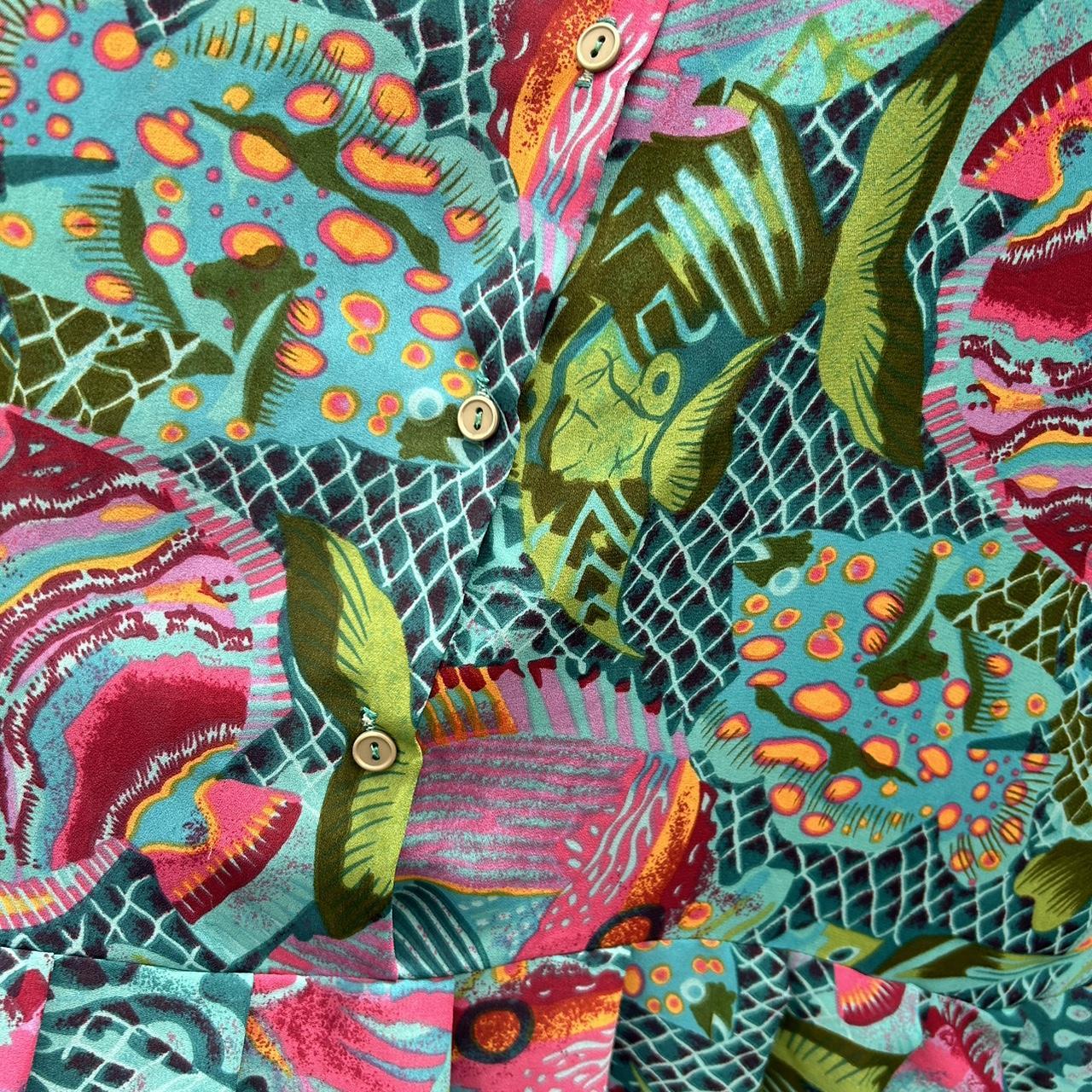 Retro 80's Tropical Fish Drop Waist Dress