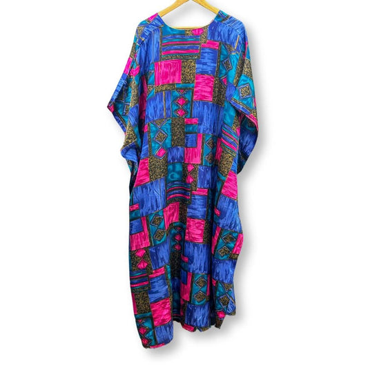 Iconic 80s Abstract Purple & Blue Kaftan Dress