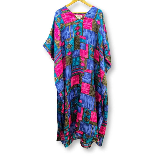 Iconic 80s Abstract Purple & Blue Kaftan Dress